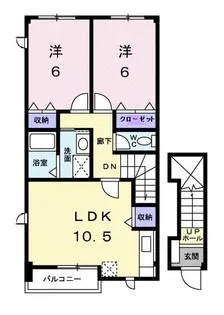 リバーウエスト B【2階】の間取り