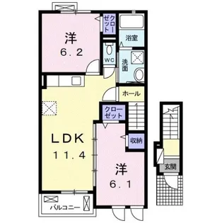 シュエット・ベティ【2階】の間取り