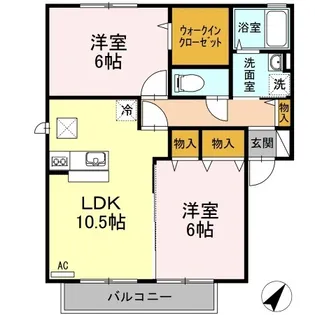 アシュランス B棟【1階】の間取り