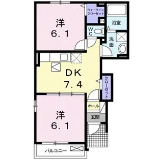 カルモβ【1階】の間取り