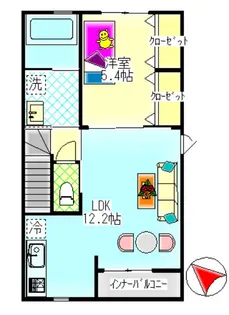 フラットC【202号室】の間取り