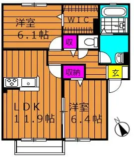 メゾンパレット西阿知【B101号室号室】の間取り