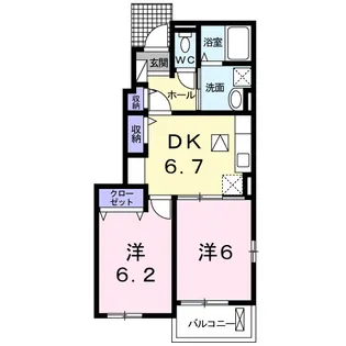 ル・シェノンB【1階】の間取り
