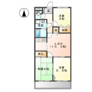 ルミナス南蔵王【1階】の間取り