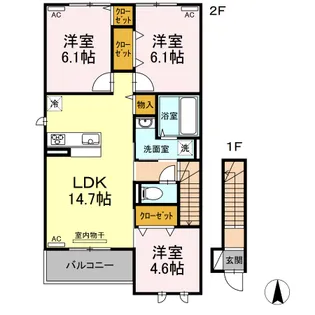 ブランジュール【201号室】の間取り
