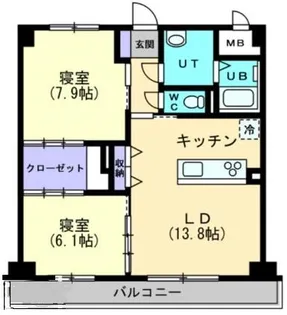 ハアラン一ノ宮【502号室】の間取り