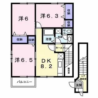 レインボーハイツA【2階】の間取り