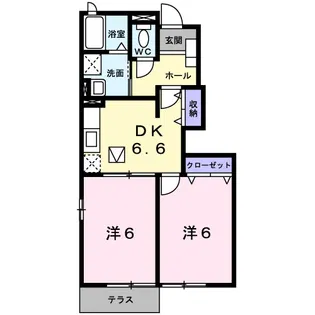 ラ・ペジーブル【1階】の間取り