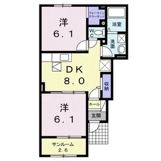 スザンヌ ラングランE【1階】の間取り