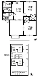 アンソレイエ・メゾンA棟【A101号室】の間取り