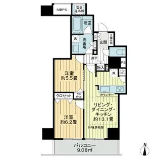 ライオンズタワー岡山表町【17階】の間取り