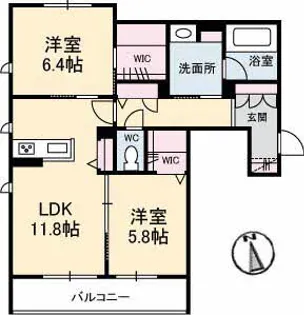 Charmant village【201号室】の間取り