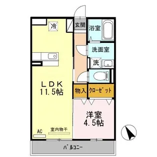 ローゼスポート港町 A棟【3階】の間取り