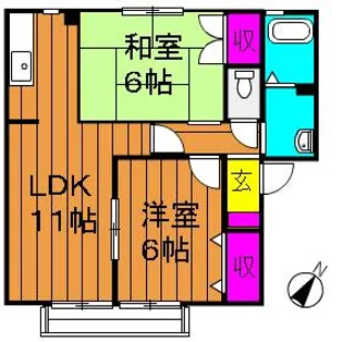 ソレジオ浜中 B【2階】の間取り