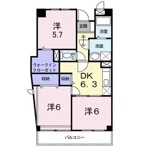 カルム香西【2階】の間取り