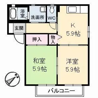 グレース曙C棟【1階】の間取り