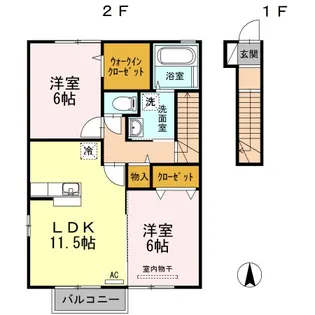 グランモア C棟【205号室】の間取り