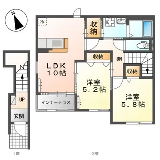 ラーナ ニシノウチ【2階】の間取り