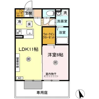 プラージュ屋島【1階】の間取り