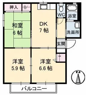 サテライトN 1棟【102号室号室】の間取り