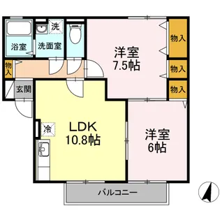セジュールセラ B棟【2階】の間取り
