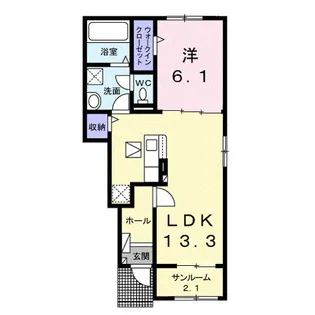 ハイツ ムジークC【1階】の間取り