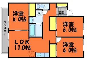 プレジール山田B棟【201号室】の間取り