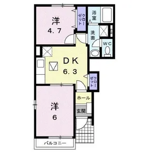 グランツ B【1階】の間取り