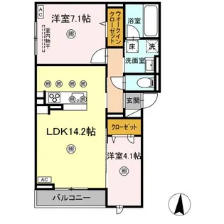 ボンジョルネ南手城【1階】の間取り