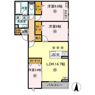 ボンジョルネ南手城【1階】の間取り