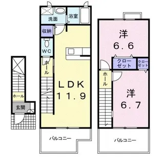 プリムヴェール【2階】の間取り