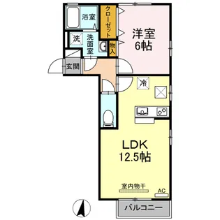 サニーサイド B棟【1階】の間取り