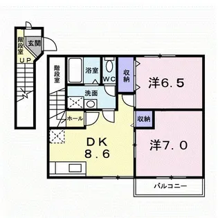 ハーモニーハイツ横井【2階】の間取り