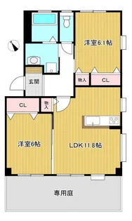 フォブール津森D棟【1階】の間取り