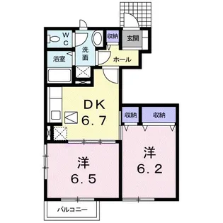 シャイニング ローズA棟【1階】の間取り
