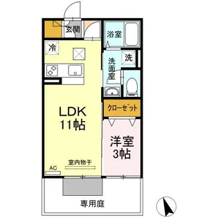 プラージュ屋島【1階】の間取り