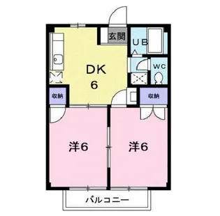 コーポ サンスカイD【2階】の間取り
