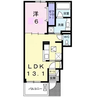 オーブ・ウエストD【1階】の間取り