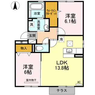 ラフィネ東深津A【1階】の間取り