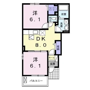 コーポサンスカイB【1階】の間取り