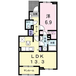 パルガーデン中央インターⅢ【1階】の間取り