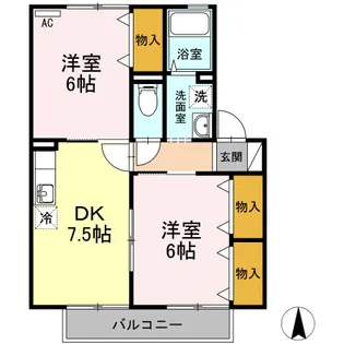 ラ・フルール A棟【2階】の間取り