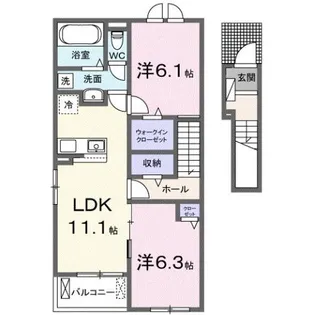 スカイハイツK C【2階】の間取り