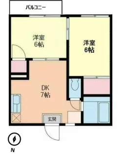 エクセル木之庄B棟【202号室】の間取り