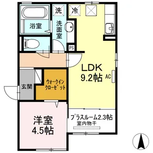 ラフィネ東深津 B【1階】の間取り