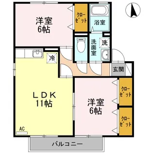 サン・スクエア B棟【202号室】の間取り