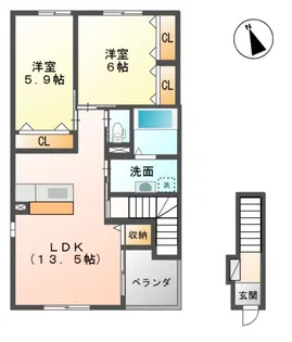 エスペランサ中島【2階】の間取り