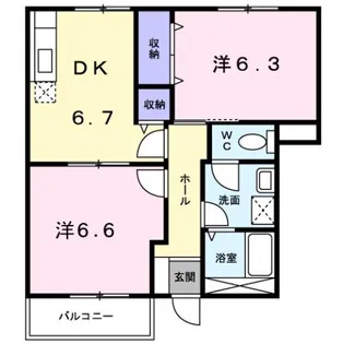 ユートピアヒラオ A【1階】の間取り