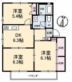 グリーンハイツセライ B棟【1階】の間取り