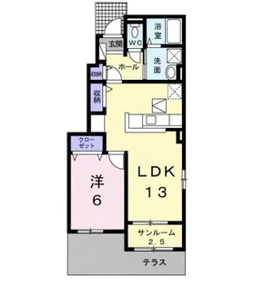 ルクア三条 B【1階】の間取り